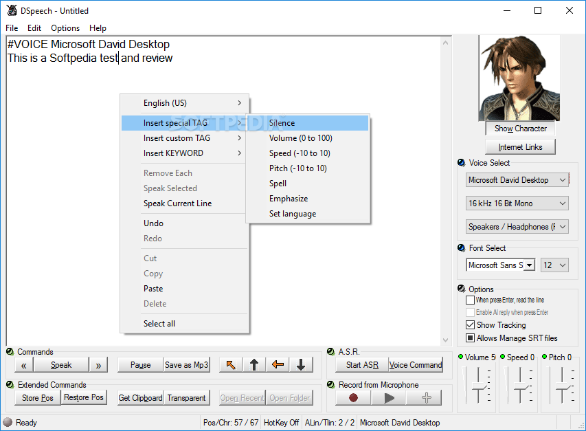 Configuracion DSpeech a español y voces SAPI4